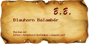 Blauhorn Balambér névjegykártya